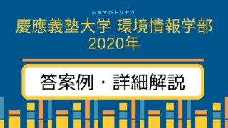 慶應義塾大学 環境情報学部2020年答案例・解説