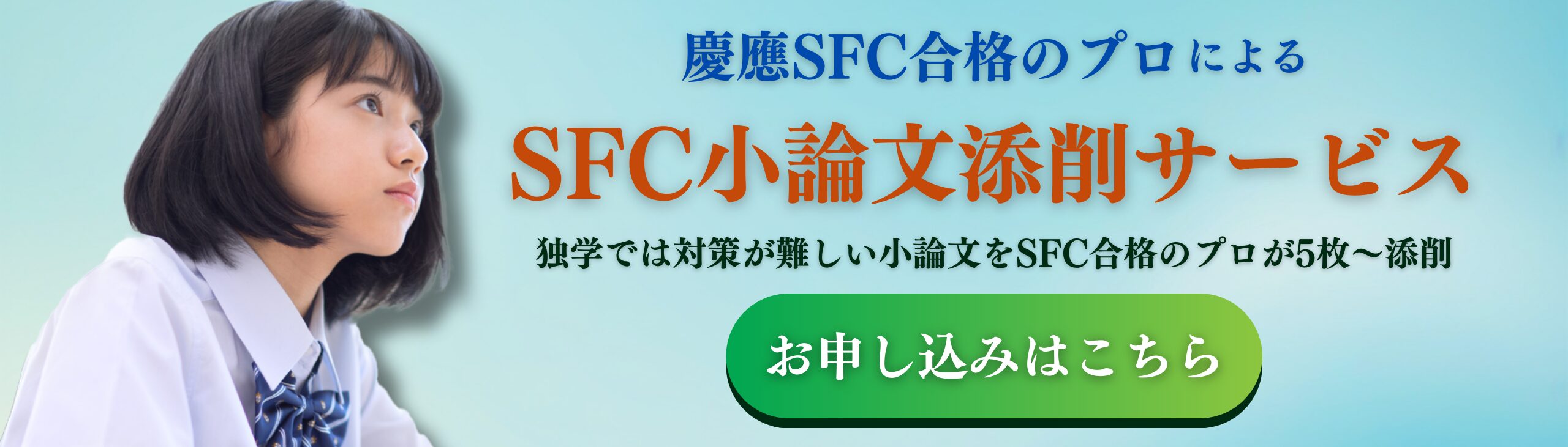 今だけ1枚無料！慶應SFC小論文添削サービス